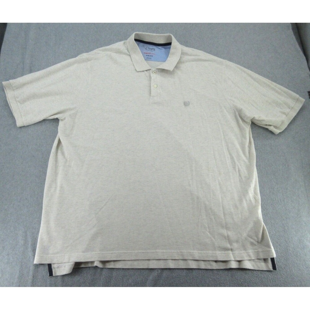 Chaps Mens Polo Shirt Big & Tall Tan Everyday Piqué Short Sleeve 4XB/4TF